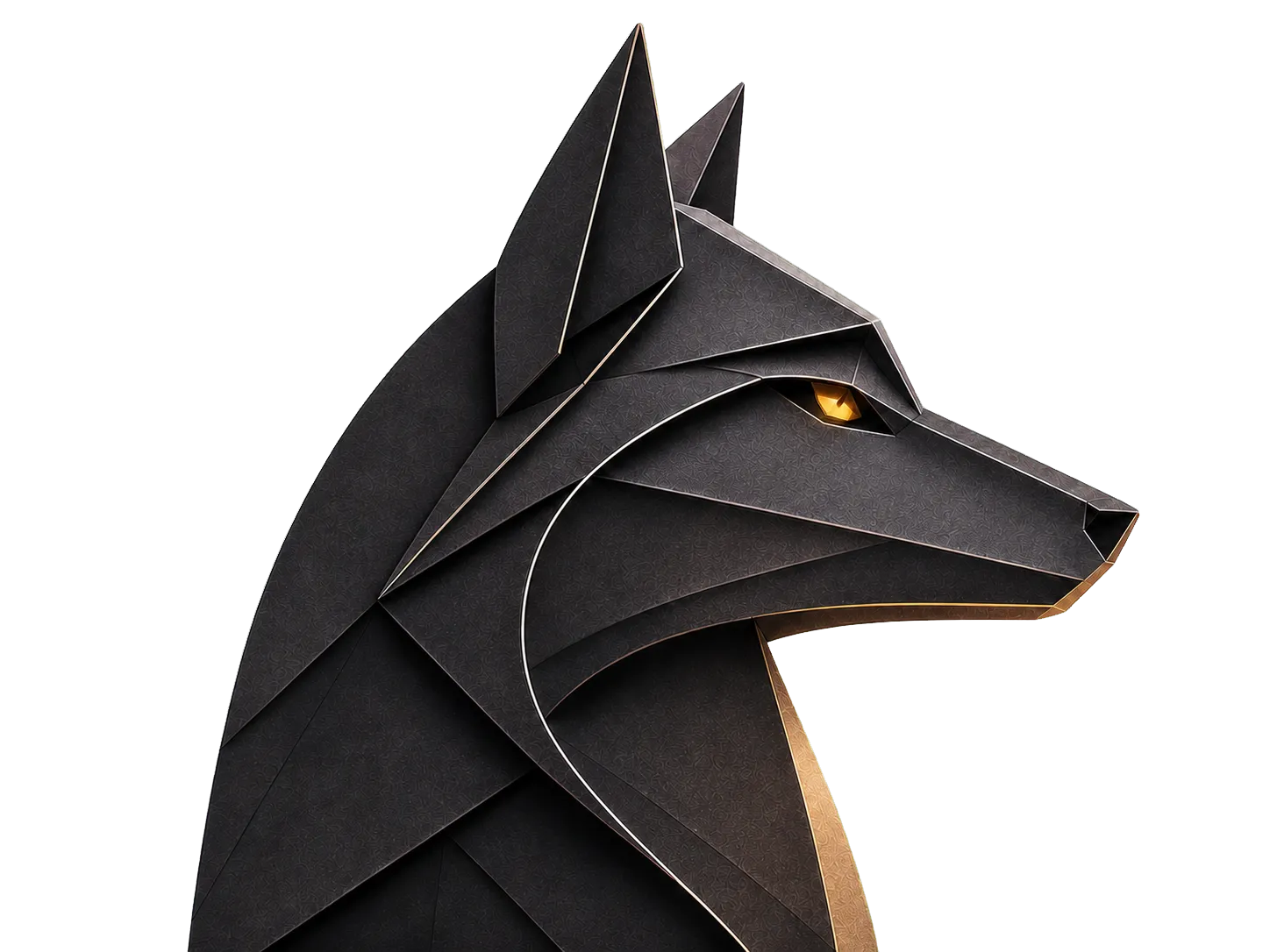 Loup LUPABAY sculptural tourné vers le message